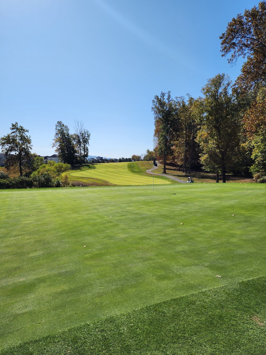 Lush greenery adorns the landscape of a golf course in Crozet, VA