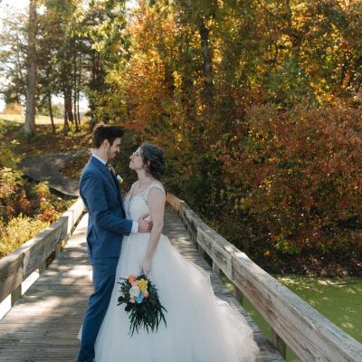 Bride and groom joyfully celebrating their marriage in Crozet, VA.