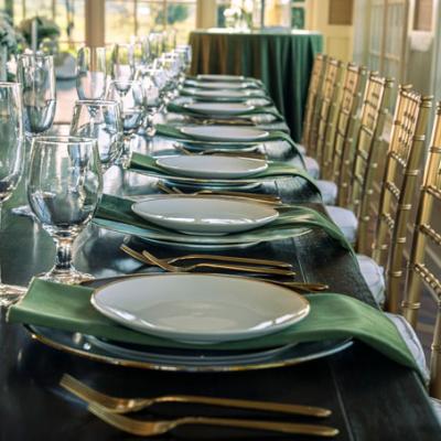 A long table set for a wedding celebration in Crozet, VA